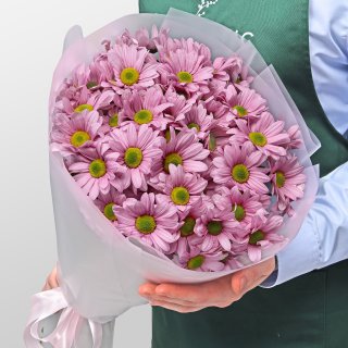 Букет из Розовых Кустовых Хризантем 9 шт «Кэнди»