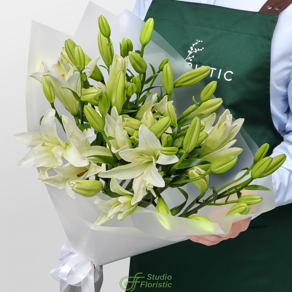 Букет из Белой Азиатской Лилии 9 шт «Белое сияние» Букет из Белой Азиатской Лилии 9 шт «Белое сияние»