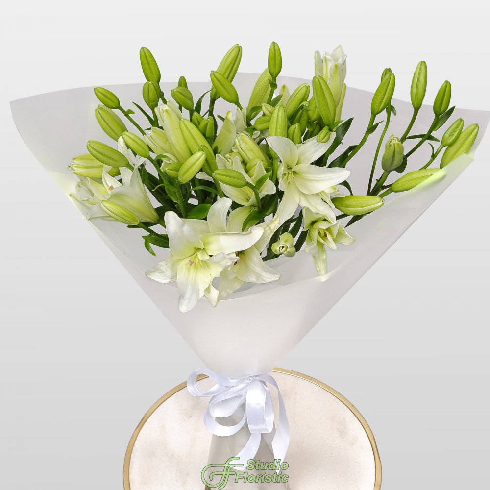 Букет из Белой Азиатской Лилии 9 шт «Белое сияние» Букет из Белой Азиатской Лилии 9 шт «Белое сияние»