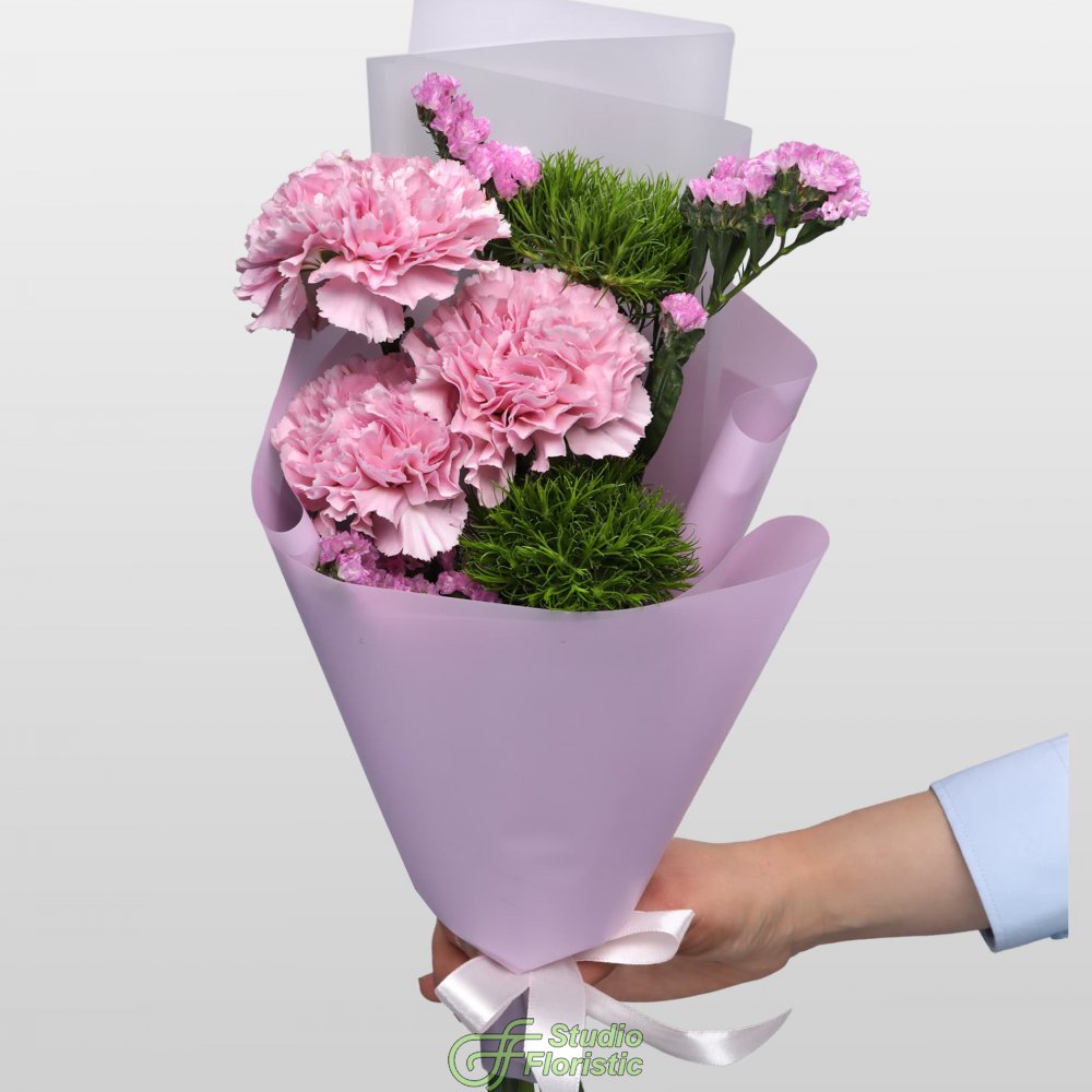 Букет из Гвоздик и Статицы «Майский сад» Букет из Гвоздик и Статицы «Майский сад»