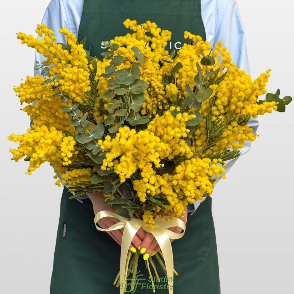 Букет из Мимоз 9 шт с эвкалиптом «Солнце в ладонях» Букет из Мимоз 9 шт с эвкалиптом «Солнце в ладонях»