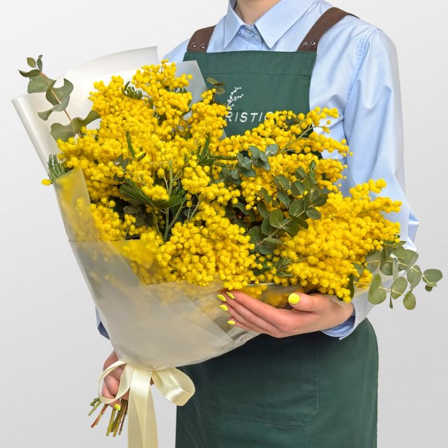 Букет из Мимоз 19 шт с эвкалиптом «Энергия солнца» Букет из Мимоз 19 шт с эвкалиптом «Энергия солнца»