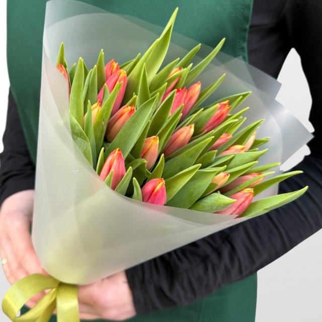 Букет из Тюльпанов 25 шт «Первое дыхание»