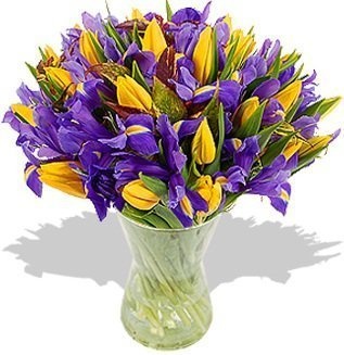 Букет из Тюльпанов и Ирисов «Закат и луна»